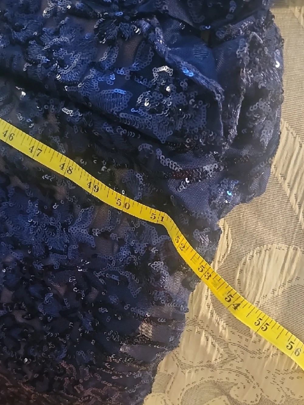 Alex Evenings Navy Blue Sequin Floral Maxi Dress - Picture 2 of 4